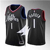 Men's Los Angeles Clippers #1 James Harden Black Statement Edition Stitched Jersey Dzhi,baseball caps,new era cap wholesale,wholesale hats